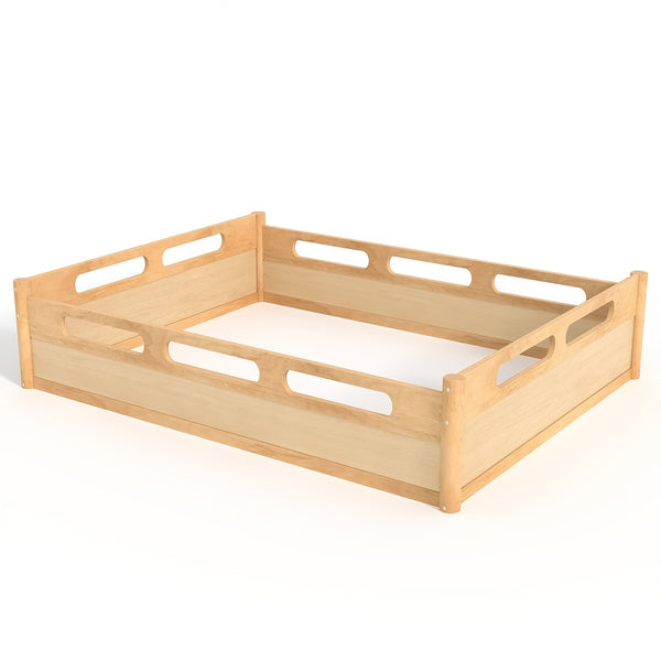 English Elm Queen Low Profile Floor Bed Pine Wood Frame Japandi Minimalist Bedroom Design Natural W1580P438796