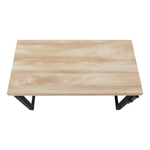 English Elm Computer Desk – Adjustable Standing Workstation With Natural Laminate Top & Sturdy Black Metal Frame B2710P219893