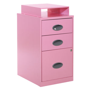 OSP Home Furnishings Metal File Cabinet Pink