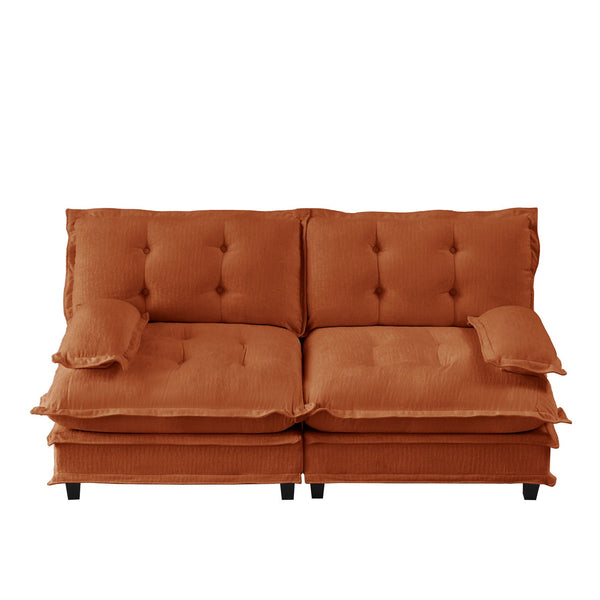 English Elm 77 Inch Cloud Loveseat Modular Chenille Sofa with Lattice Cushions for Any Room Orange W714S01734