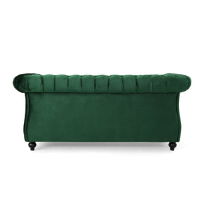 English Elm Christopher Knight Home® - LOVESEAT Plush Velvet Tufted Diamond Stitch with Nailhead Trim and Scrolled Arms for Luxe Comfort Emerald 63045.00NVLTEMD