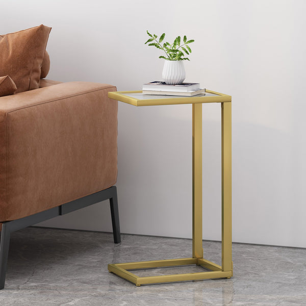 English Elm Christopher Knight Home® - END Gold C-Shape End Table with Tempered Glass Top, Iron Frame, Modern Glam Accent for Sofa and Bedroom 68989.00