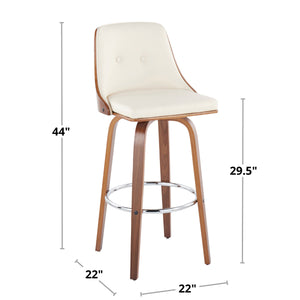 English Elm Fixed-height Swivel Barstools Velvet Seat Bentwood Legs Chrome Footrest Set of 2 B202S02186