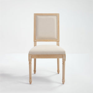 English Elm French Country Dining Chairs Set Of 2 – Elegant Upholstered Square Back, Stylish Comfort For Dining W3426P324534