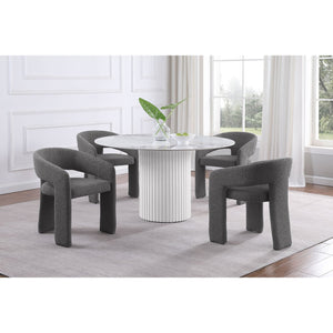 English Elm Cedral Grey Boucle Dining Arm Chair Set of 2 — Modern 3-Legged Upholstered Seats, Rounded Back Comfort, Stylish Contemporary Design B062P299826