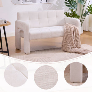 English Elm Nordic Ergonomic Double Armchair Upholstered Chenille Sofa 2-Seater Compact Lounge Chair 550LB Capacity Beige W395P380531