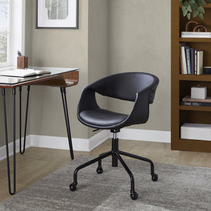 English Elm Task Chair with Chrome Five Star Base Grey Fabric Seat for Modern Home Office Use Black B202P474189