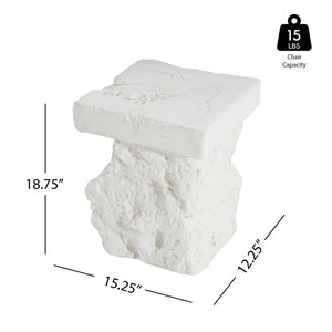 English Elm Christopher Knight Home® - Talia Magnesium Oxide Outdoor Side Table in White — Weather‑Resistant, Textured Stone Look, Versatile N775P300887W