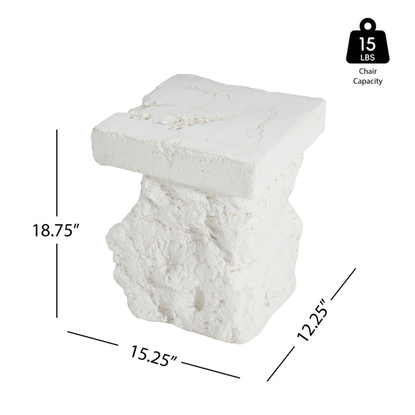 English Elm Christopher Knight Home® - Talia Magnesium Oxide Outdoor Side Table in White — Weather‑Resistant, Textured Stone Look, Versatile N775P300887W