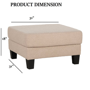 English Elm Beige Square Storage Ottoman 31"W x 31"D x 18"H – Contemporary Multifunctional Accent Piece with Wooden Legs B2741P391806