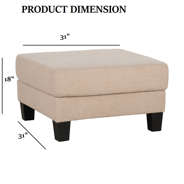 English Elm Beige Square Storage Ottoman 31"W x 31"D x 18"H – Contemporary Multifunctional Accent Piece with Wooden Legs B2741P391806
