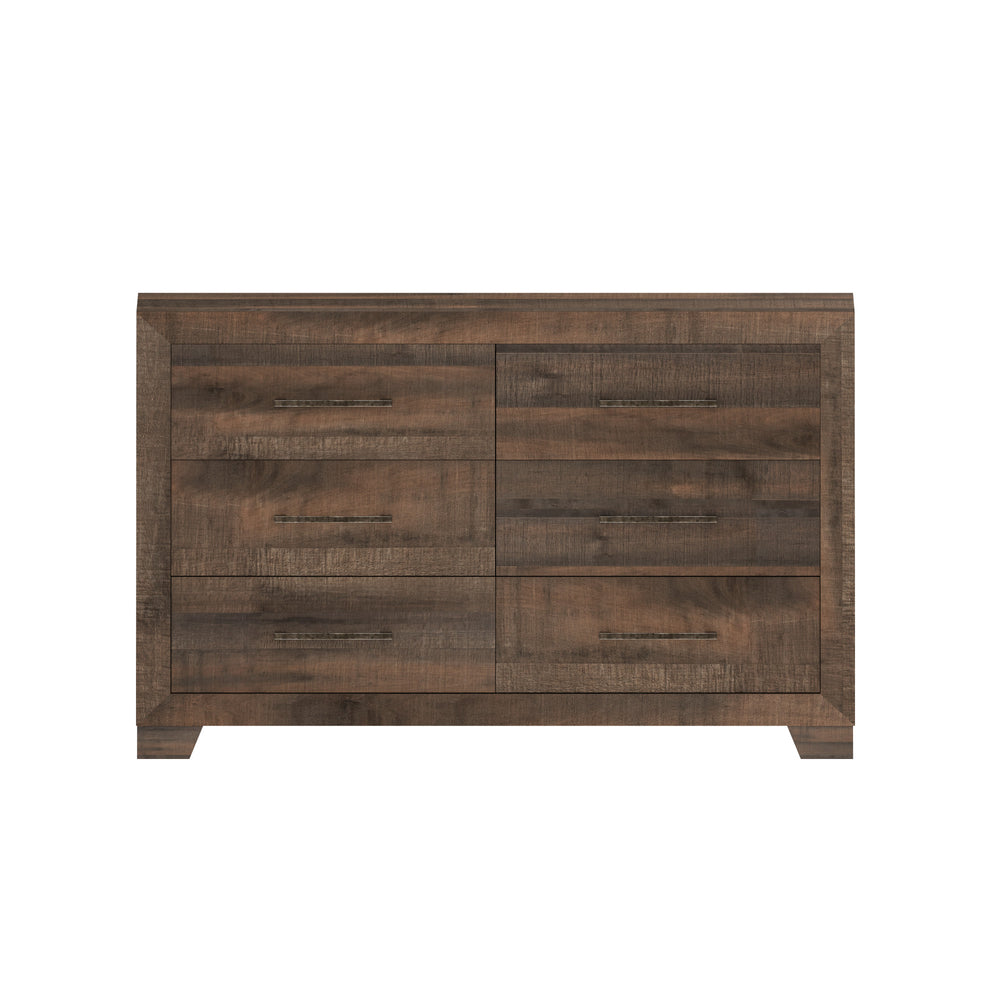 English Elm Wallace & Bay - Brown 6-Drawer Dresser — Penny Brown Wood Finish, Spacious 59" Wide Storage, Casual Durable Design B361P384474