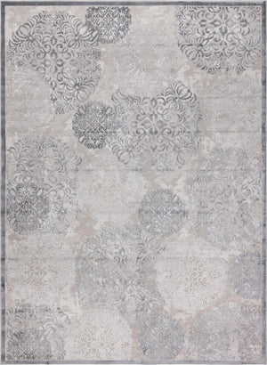 Unique Loom Aberdeen Chatsworth Machine Made Polka Dots Rug Gray, Ivory 10' 4" x 14' 1"