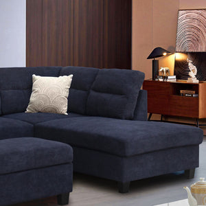 English Elm Domenico Tufted Sectional Sofa with Chaise Storage Ottoman and Pocket Coil Seats Black B2749S00166