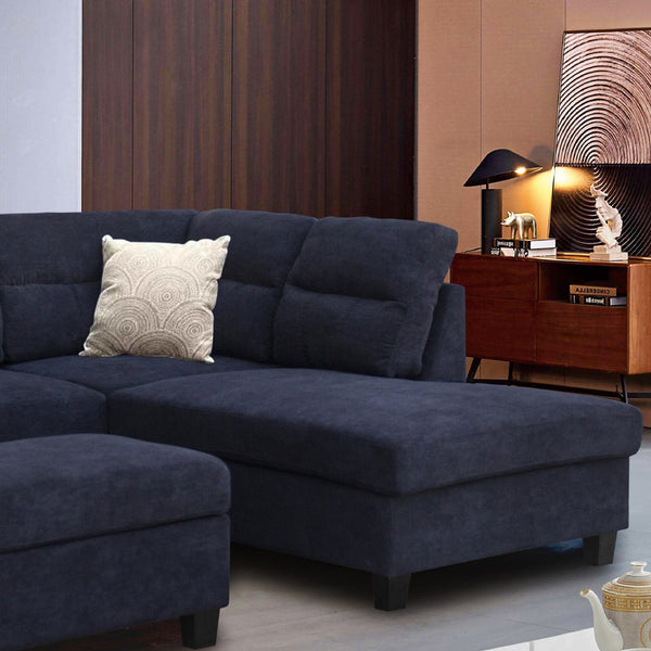 English Elm Domenico Tufted Sectional Sofa with Chaise Storage Ottoman and Pocket Coil Seats Black B2749S00166