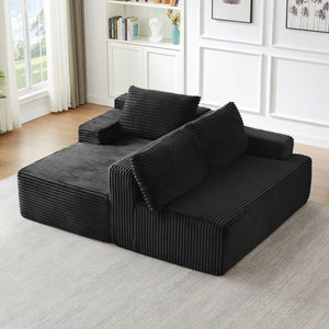 English Elm L-shaped Corduroy Modular Sectional Deep Seat Cloud Sofa for Living Room or Apartment W2339P424643