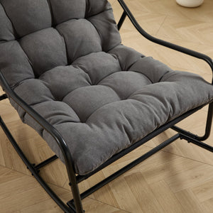 English Elm Outdoor Steel Rocking Chair Padded Seat Adjustable Swing for Patio or Bedroom W640P443541