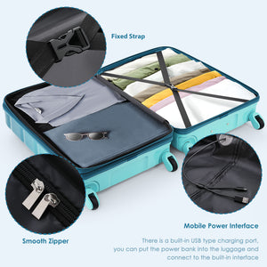 English Elm Luggage 3 Piece Hardshell Set Abs Pc Spinner Wheels Usb Port Carry on Travel N726P264892C