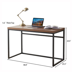 English Elm Home Office Writing Desk with Steel Frame and Scratch Resistant Two Tone Surface Walnut W3151P400582
