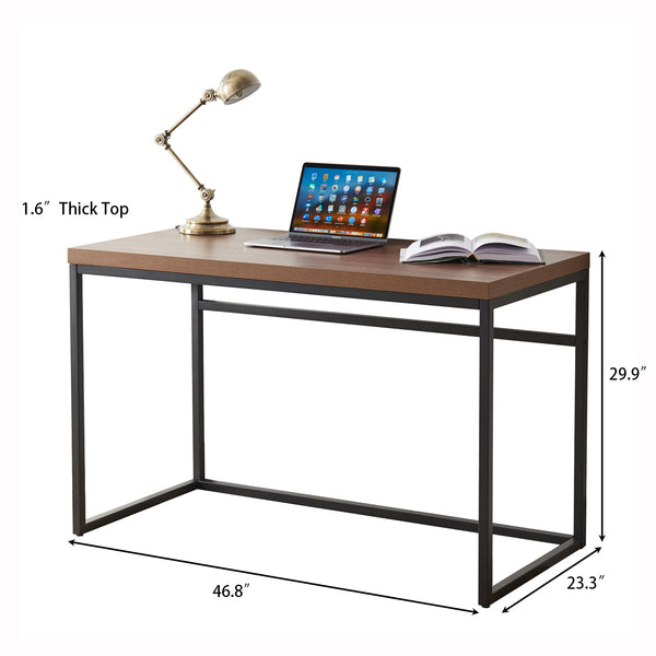 English Elm Home Office Writing Desk with Steel Frame and Scratch Resistant Two Tone Surface Walnut W3151P400582