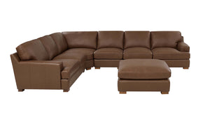 English Elm Leather Match Modular Sectional with Top-grain Upholstery and Flexible Open Plan Seating Dark Brown B2748S00028