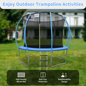English Elm Double Fish 10ft Outdoor Foldable Trampoline 400 Lb Capacity Basketball Hoop Safety Net W3087P251068