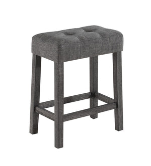 English Elm Lusso Tufted Linen Stool Pub Set Compact Counter Height Table for Kitchen Nooks Gray B2749P413174