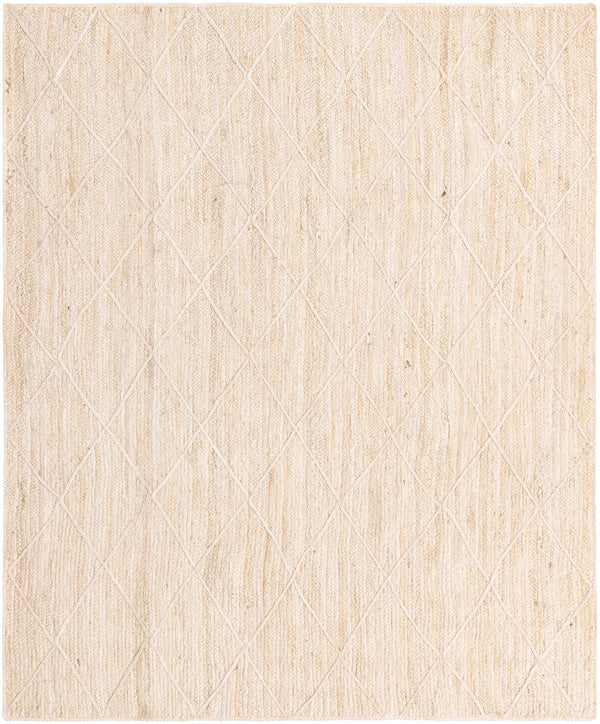 Unique Loom Braided Jute Trellis Hand Braided Solid Rug Ivory,  8' 0" x 10' 0"