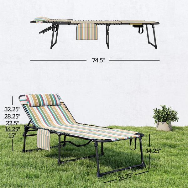 English Elm Outdoor Folding Chaise Lounges Set of Two with Bungee Mesh and Steel Frame T3971P454910
