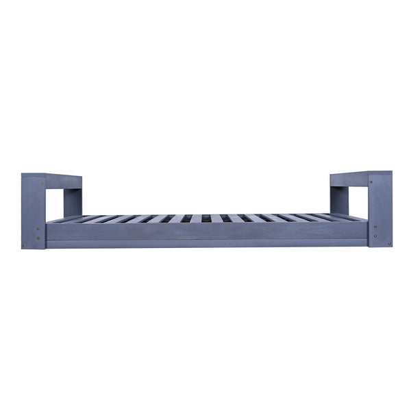 English Elm TOPMAX Twin Size Porch Swing Bed Crafted from Durable Acacia Wood with 400lb Capacity and Hemp Ropes Gray N717P210135E