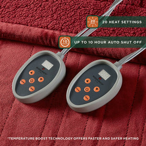 JLA Home Woolrich - Blanket Woolrich heated with Secure Comfort Technology, dual-sided plush, 20-temp control, 5-yr warranty Garnet WR54-1757