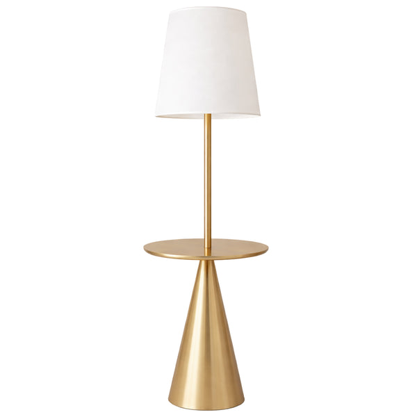 English Elm Celestial Brass Accent Table Floor Lamp with Wide White Shade for Living Rooms B183P231750