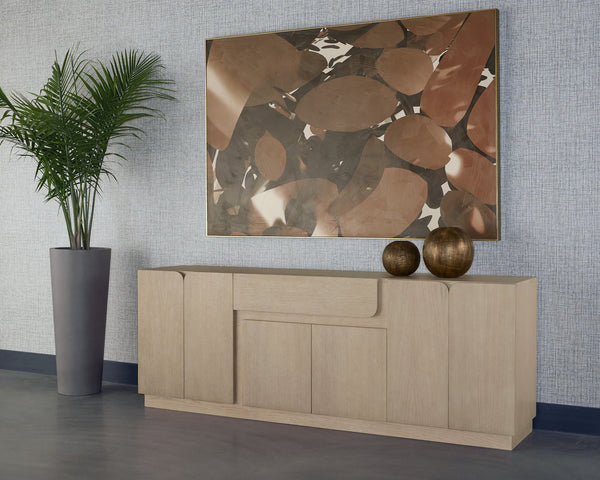 Sunpan Arezza Sideboard - Scandinavian Design with Light Wash Oak Finish for Dining & Living Spaces