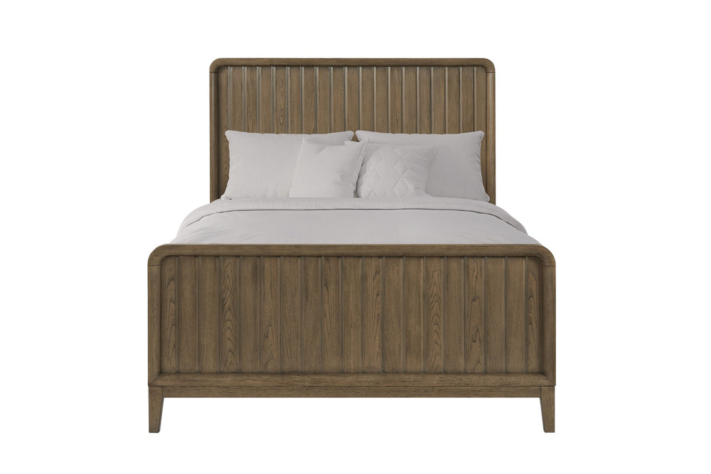English Elm Full Elm Veneer Bed Peppercorn Finish – Modern Vertical Panel Headboard, Rounded Edges, Durable MDF Frame Light Brown 59.75 L x 43 W x 6 H B2699S00108
