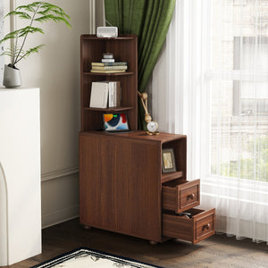 English Elm End Table With Charging Station, Ample Storage & Warm Walnut Finish For Bedroom Or Living Room W2593P289144