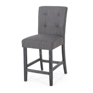 English Elm Christopher Knight Home® - Contemporary Button-Tufted Fabric Counter Stools Set of 2 with Espresso Legs, Waffle Stitch Comfort Charcoal 71254.00CHAR