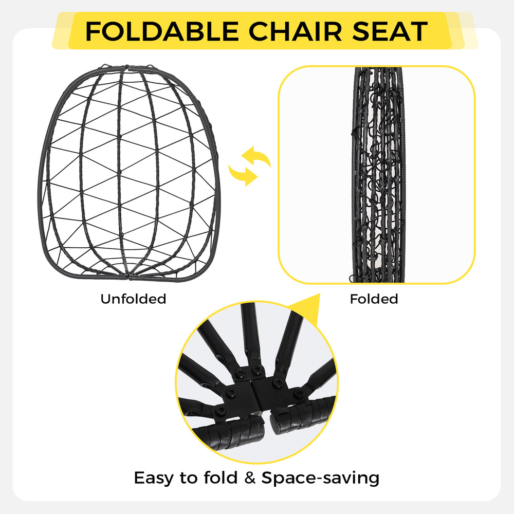 English Elm Hanging Egg Chair Pe Wicker Swing Seat with Stand Cushion for Patio or Bedroom T5880P497554