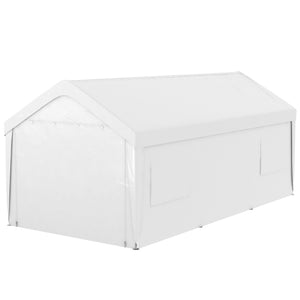 English Elm Outsunny 10x20 Portable Carport Galvanized Steel Frame Upf30 Cover Roll-up Doors W2225P217043