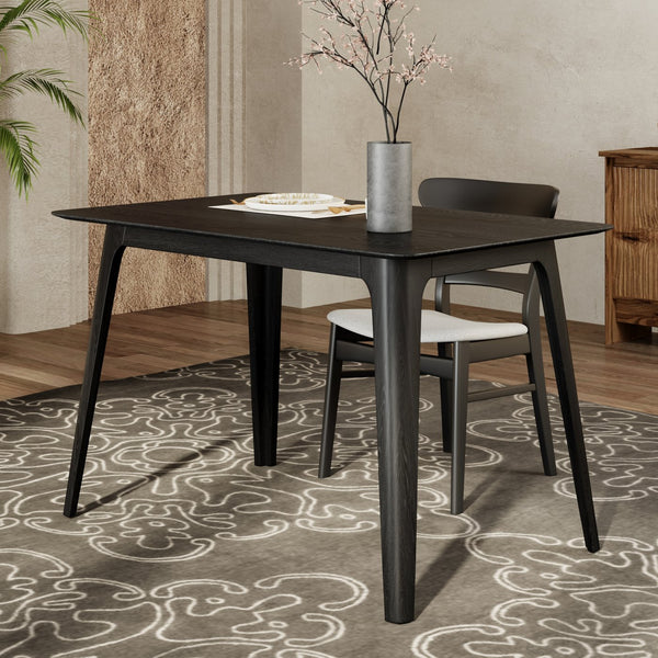 English Elm [video] Mid-century Modern Dining Table Rubberwood Splayed Legs Faux Grain Top Seats Four N759P222557B