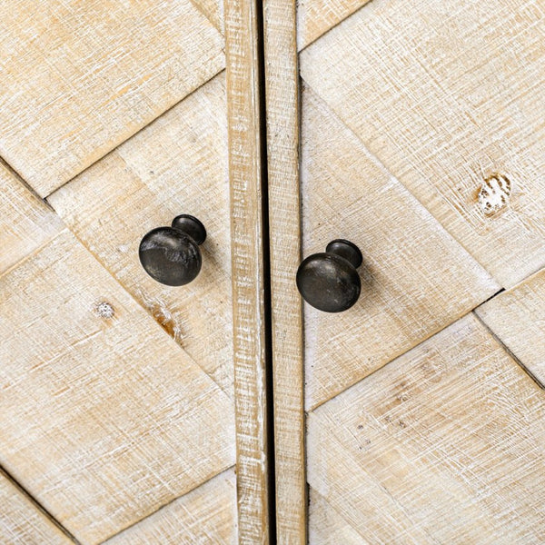 English Elm U_Style Luxury Multi-Functional Sideboard – Handwoven Wood Slats & Stepped Design For Stylish Storage N711P269061O-GIGA