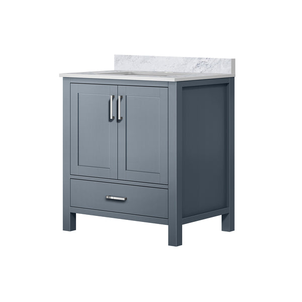English Elm Dark Grey Bath Vanity With Elegant Carrara Marble Top - Stylish Storage Solution For Modern Bathrooms B2731P258782