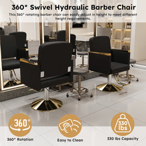 English Elm Hydraulic Salon Chair with Foot Pump Swivel Base for Barber Tattoo Spa Use W2700P410956