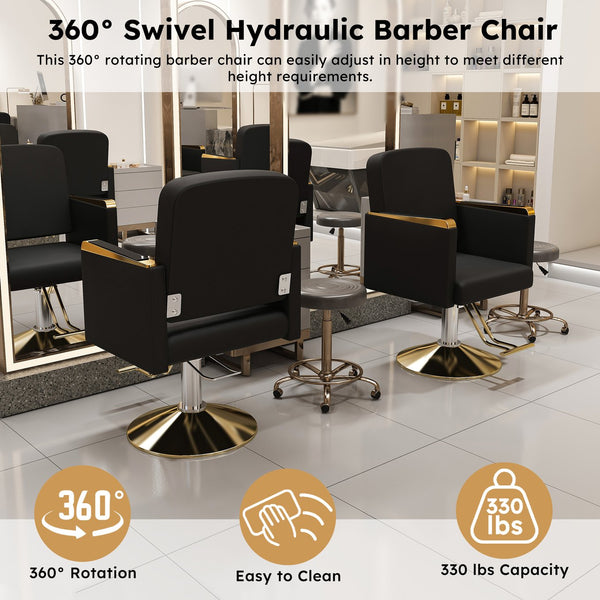 English Elm Hydraulic Salon Chair with Foot Pump Swivel Base for Barber Tattoo Spa Use W2700P410956