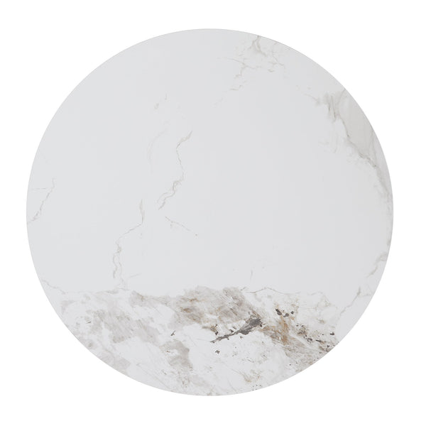 English Elm Luxury Greer Conical Cocktail Table with White Sintered Stone Top, Oak Base & Gold Stainless Band B011S00981