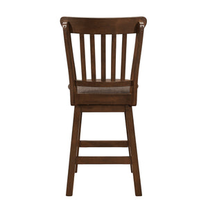 English Elm Dark Dark Brown Finish SwiveL Counter Height Chairs Set of 2 — Industrial Upholstered Seat, Storage Accent, 26" Seat Height B011P294305