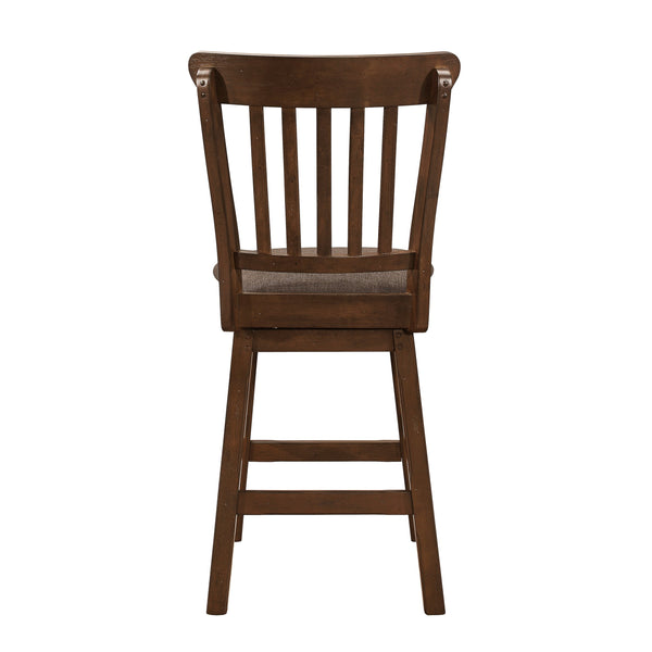 English Elm Dark Dark Brown Finish SwiveL Counter Height Chairs Set of 2 — Industrial Upholstered Seat, Storage Accent, 26" Seat Height B011P294305