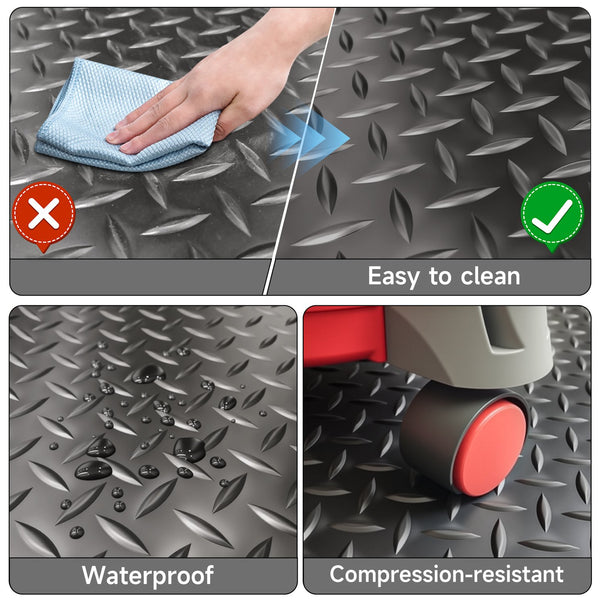 English Elm Thickened Diamond Embossed Pvc Garage Floor Roll Heavy Duty Anti Slip Mat T3210P422242