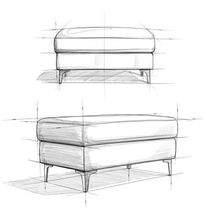 English Elm Ava Mid Century Ottoman — Cream Performance Fabric, Eco-Friendly Recycled Upholstery, Feather-Top Comfort B136P203426