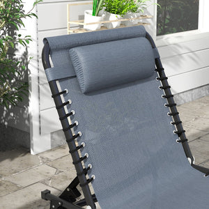 English Elm Outsunny Folding Chaise Lounge Chair – 4-Position Recline, Breathable Mesh, Portable & Rust-Resistant W2225P229491-GIGA