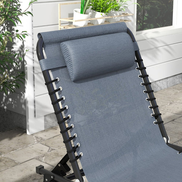 English Elm Outsunny Folding Chaise Lounge Chair – 4-Position Recline, Breathable Mesh, Portable & Rust-Resistant W2225P229491-GIGA